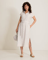 Summer Isle Midi Linen-Blend Shirt Dress - Khaki Sand
