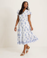 Noble Pineapple Midi Dress - White