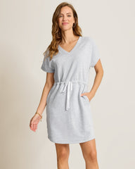 Marina Del Mar V-Neck Cinch-Waist Dress - Summer Grey Hthr