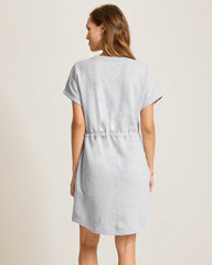 Marina Del Mar V-Neck Cinch-Waist Dress - Summer Grey Hthr