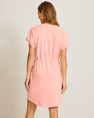 Marina Del Mar V-Neck Cinch-Waist Dress - Light Salmon