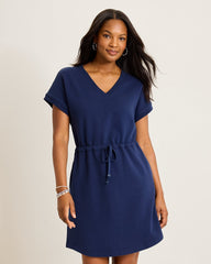 Marina Del Mar V-Neck Cinch-Waist Dress - Coastline