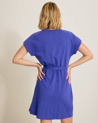Sunset Harbor Lace-Trim Dress - Bold Blue