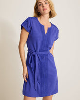 Sunset Harbor Lace-Trim Dress - Bold Blue