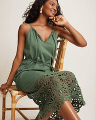 Islandscape Jersey Halter Midi Dress - Dark Jade