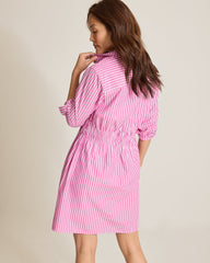 Harbor Isle Long-Sleeve Shirt Dress - Very Berry