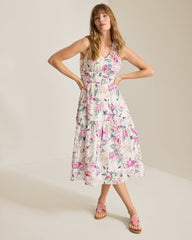 Voile Voyage Floral Gardens Midi Dress - White