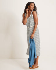 Suncoast Loop Terry Stripe Midi Dress - Coconut