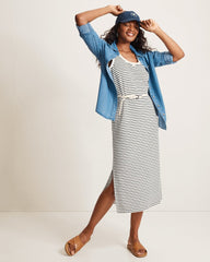 Suncoast Loop Terry Stripe Midi Dress - Coconut