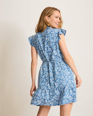 Chambray O'Lei Bahia Blooms Linen-Blend Dress - Med Indigo Wash