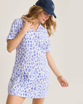 Two Palms Lush Leopard Collared Linen Dress - Grape Pools