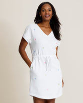 Marina Del Mar Palm Tree Cinch-Waist Dress - White