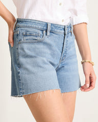 Relaxed Raw-Edge Jean Shorts - Venice Wash