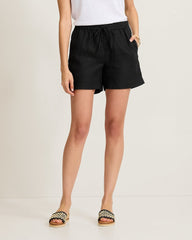Two Palms High-Rise Linen Easy Shorts - Black