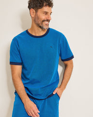Big & Tall Textured Knit Reversible Crew Short-Sleeve Shirt - Blue