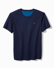 Big & Tall Textured Knit Reversible Crew Short-Sleeve Shirt - Blue