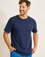Big & Tall Textured Knit Reversible Crew Short-Sleeve Shirt - Blue