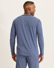 Big & Tall Jersey Long-Sleeve Crewneck T-Shirt - Stripe Blue