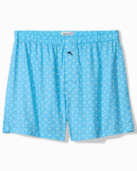 Big & Tall Woven Poplin Print Boxers - Blue Atoll
