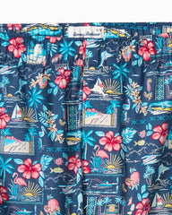 Woven Poplin Tropic Print Boxers - Navy