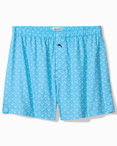 Woven Poplin Tropic Print Boxers - Blue Atoll