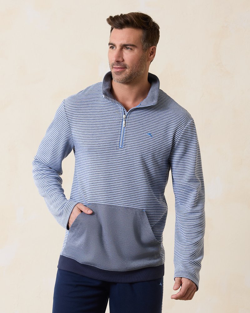 Big & Tall Textured Stripe Half-Zip Sweatshirt - Blue Vault