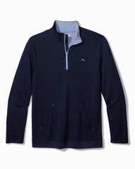 Textured Stripe Half-Zip Sweatshirt - Peacoat