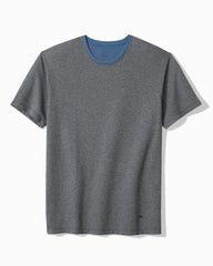 Big & Tall Reversible Interlock Short-Sleeve Top - Dark Grey Heather