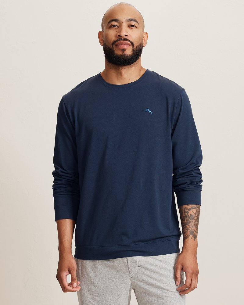 Big & Tall Solid Marlin Jersey Long-Sleeve T-Shirt - Deep Navy