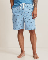 Woven Poplin Paradise Print Pajama Shorts - Blue Cabana