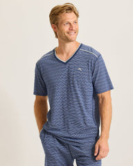 Big & Tall Jersey Short-Sleeve V-Neck T-Shirt - Stripe Blue
