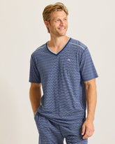 Jersey Short-Sleeve V-Neck T-Shirt - Stripe Blue