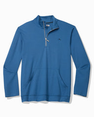 Big & Tall Piqué Long-Sleeve Quarter-Zip Sweatshirt - Heathered Blue