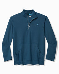 Piqué Long-Sleeve Quarter-Zip Sweatshirt - Navy