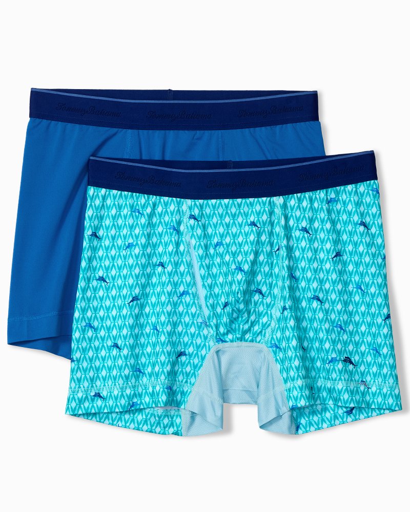 Aloha Print Tech Boxer Briefs - 2-Pack - Aqua