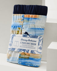Big & Tall Print and Solid Knit Boxers — 2-Pack - Beach Blue