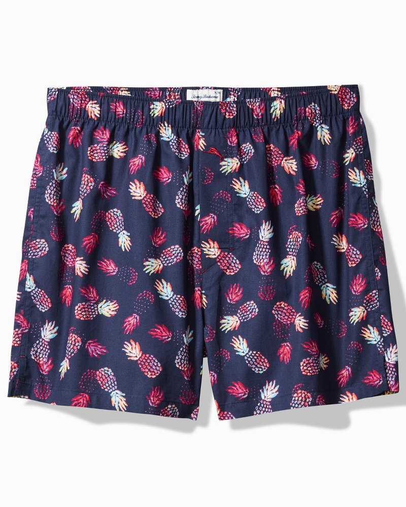 Woven Tropical Print Boxers - Peacoat Navy