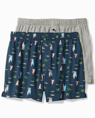 Knit Tropical Paradise Print Boxers - 2-Pack - Navy