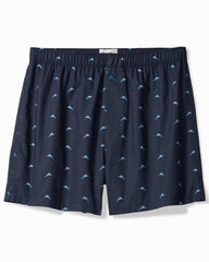 Woven Poplin Paradise Print Boxers - True Navy