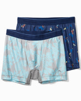 Mesh Tech Tropic Print Boxer Briefs — 2-Pack - Navy Print