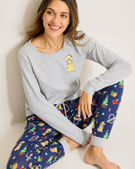 Women's Holiday Dog Long Sleeve & Pants Family Pajama Set - Island Navy