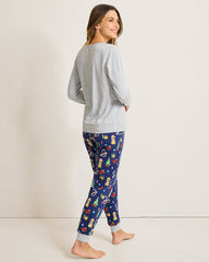 Women's Holiday Dog Long Sleeve & Pants Family Pajama Set - Island Navy
