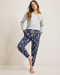 Women's Holiday Dog Long Sleeve & Pants Family Pajama Set - Island Navy
