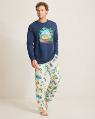 Men's Holiday Santa Long Sleeve & Pants Pajama Set - Aqua Ice