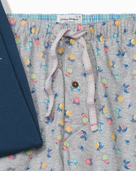 Jersey T-Shirt & Poplin Tropic Print Shorts Pajama Set - Silver Heather