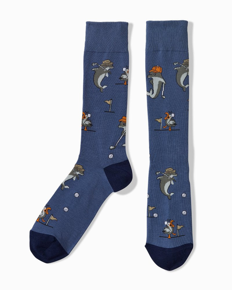 Dolphin-ately Under Par Socks - Regal Blue
