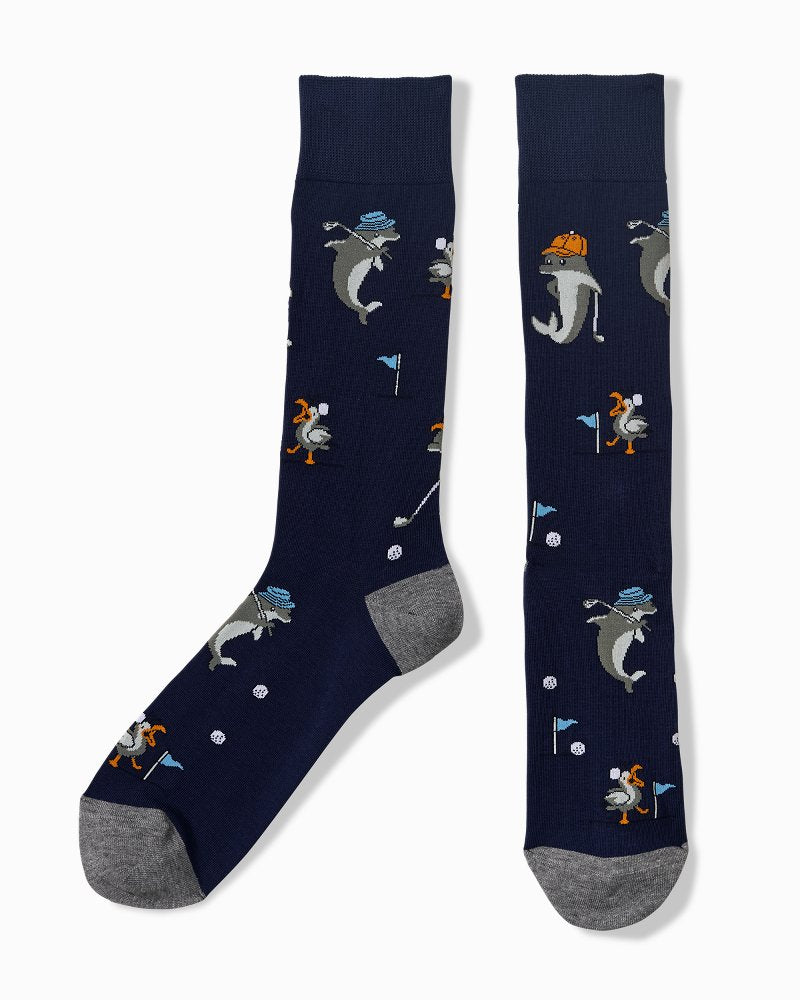 Dolphin-ately Under Par Socks - Coastline