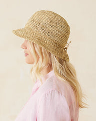 Crochet Raffia Fedora Hat - Natural