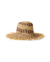 Waverly Frayed Edge Raffia Sun Hat - Brown