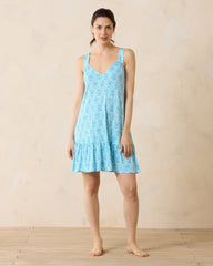 V-Neck Tank Sleep Dress - Aqua Blue